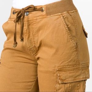PLUS SIZE CARGO POCKET JOGGERS WITH DRAWSTRINGS - TIMBER COLOR